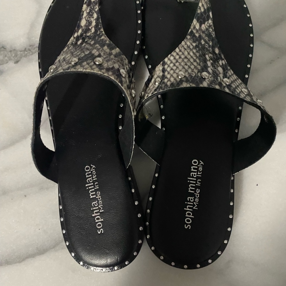 Sophia & Mario Black and Snake Print Women's Sandals